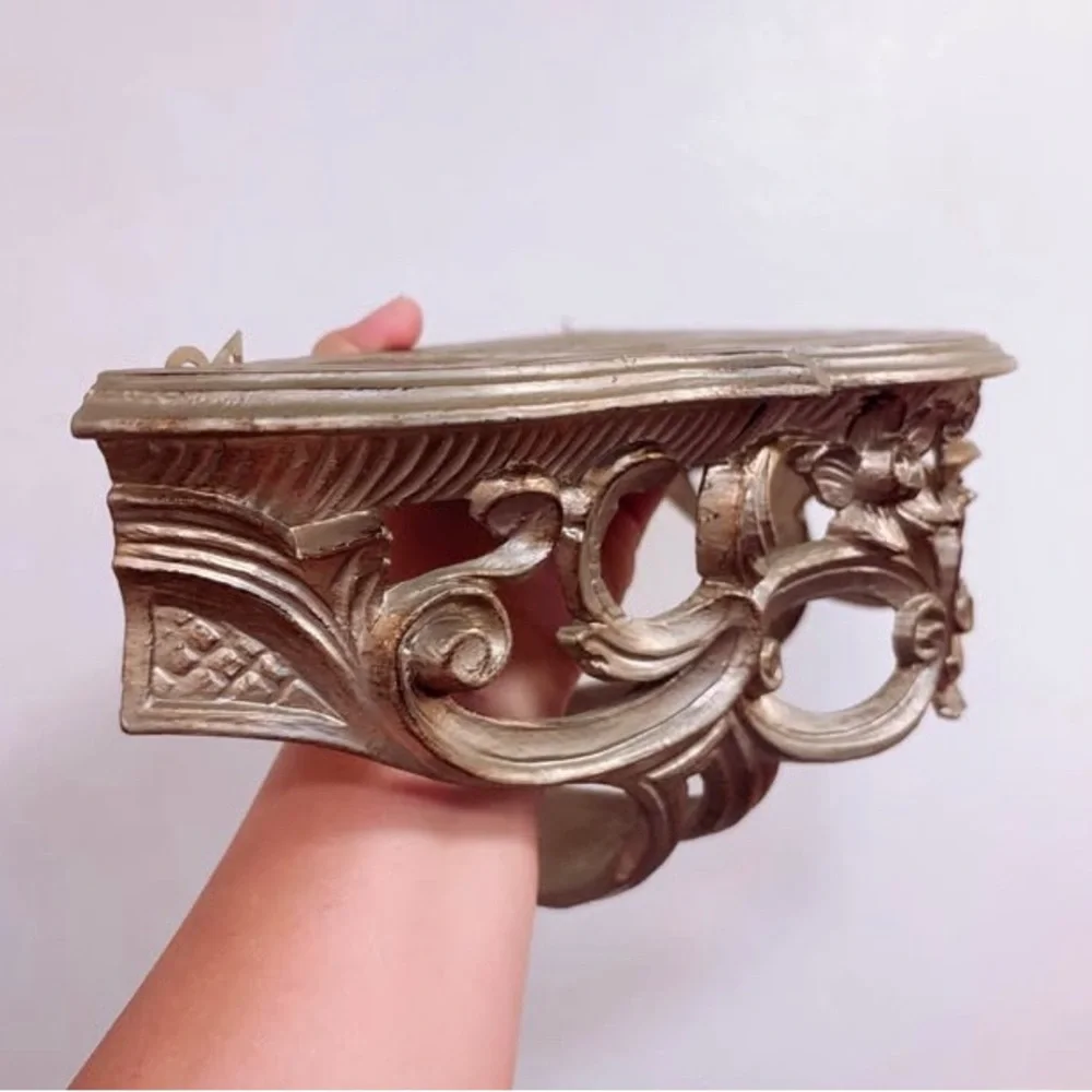Italian Ornate Rococo-Style Gold/Silver Wall Shelf